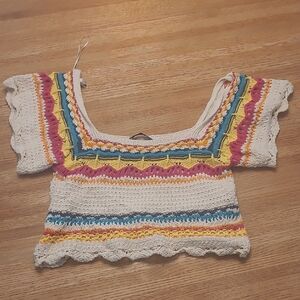 Zara Multicolor Crochet Crop Top
